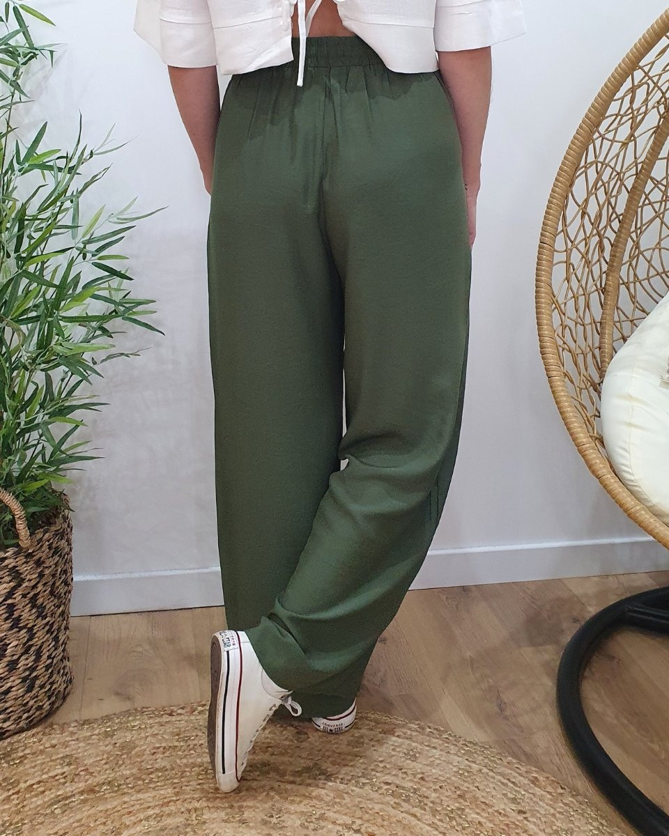 Pantalon fluide femme fin kaki Eméria