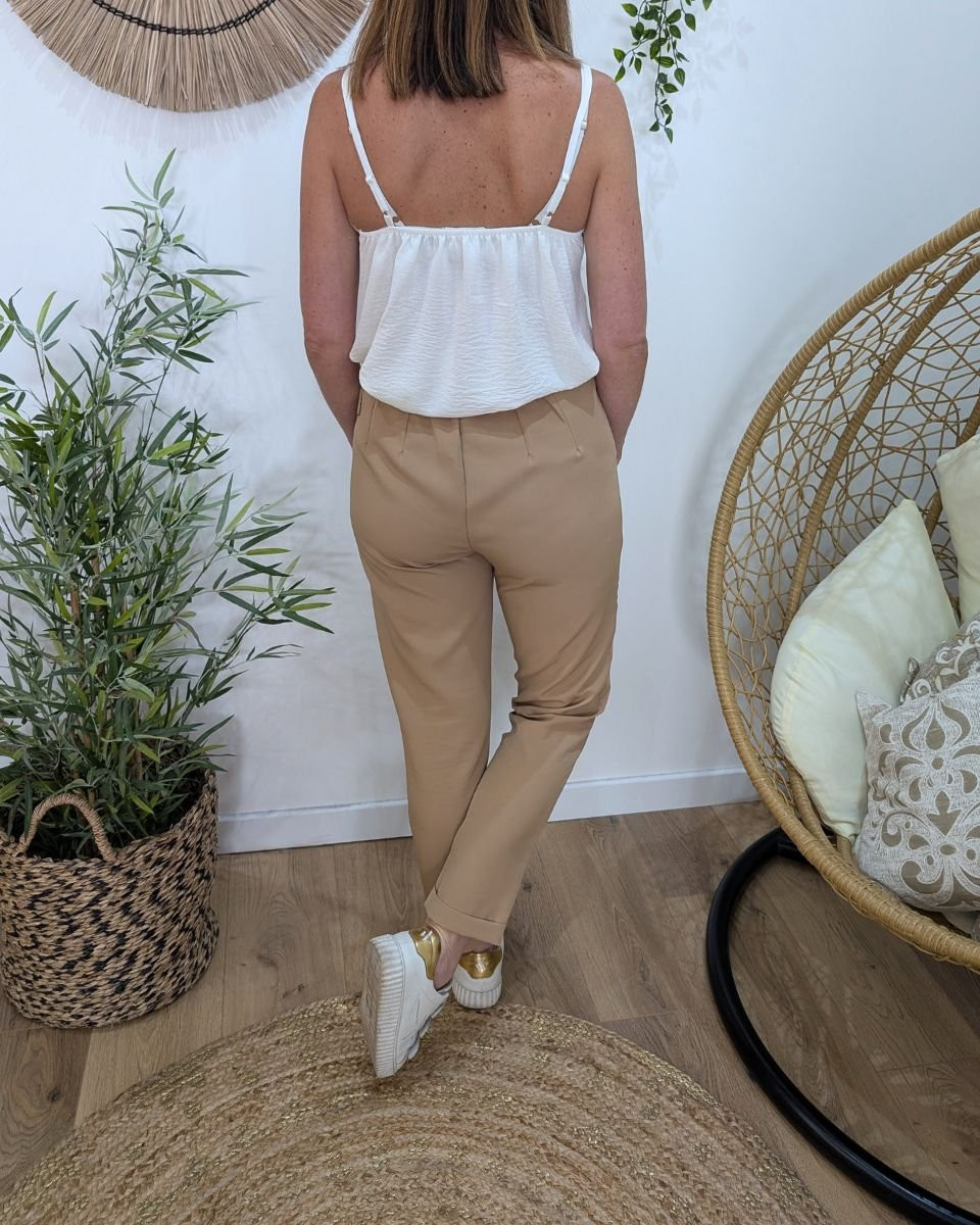 Pantalon de tailleur femme camel clair