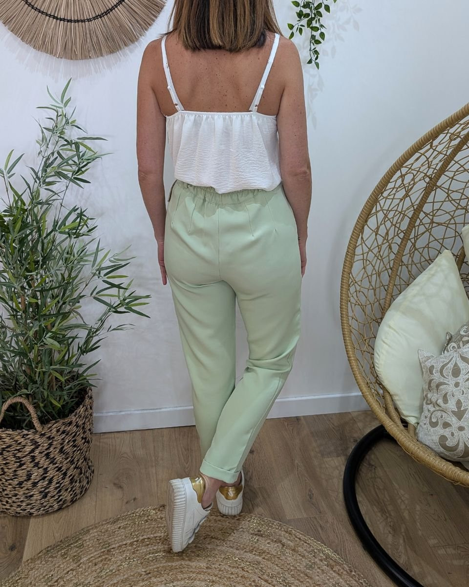 Pantalon de tailleur femme vert amande