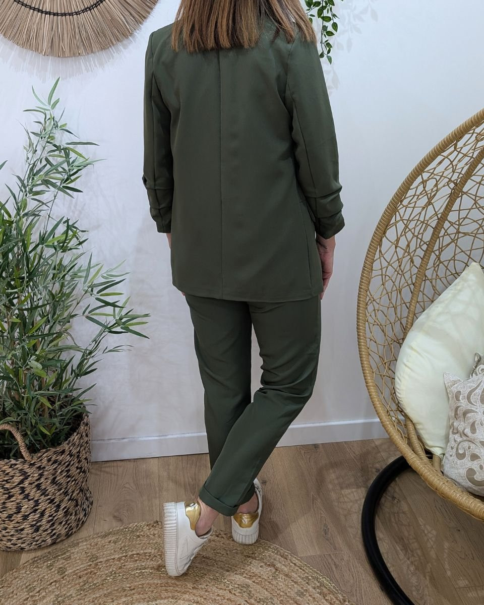 Pantalon de tailleur femme kaki