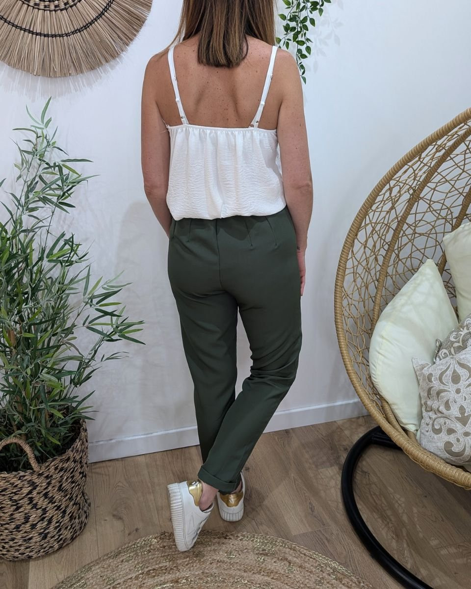 Pantalon de tailleur femme kaki