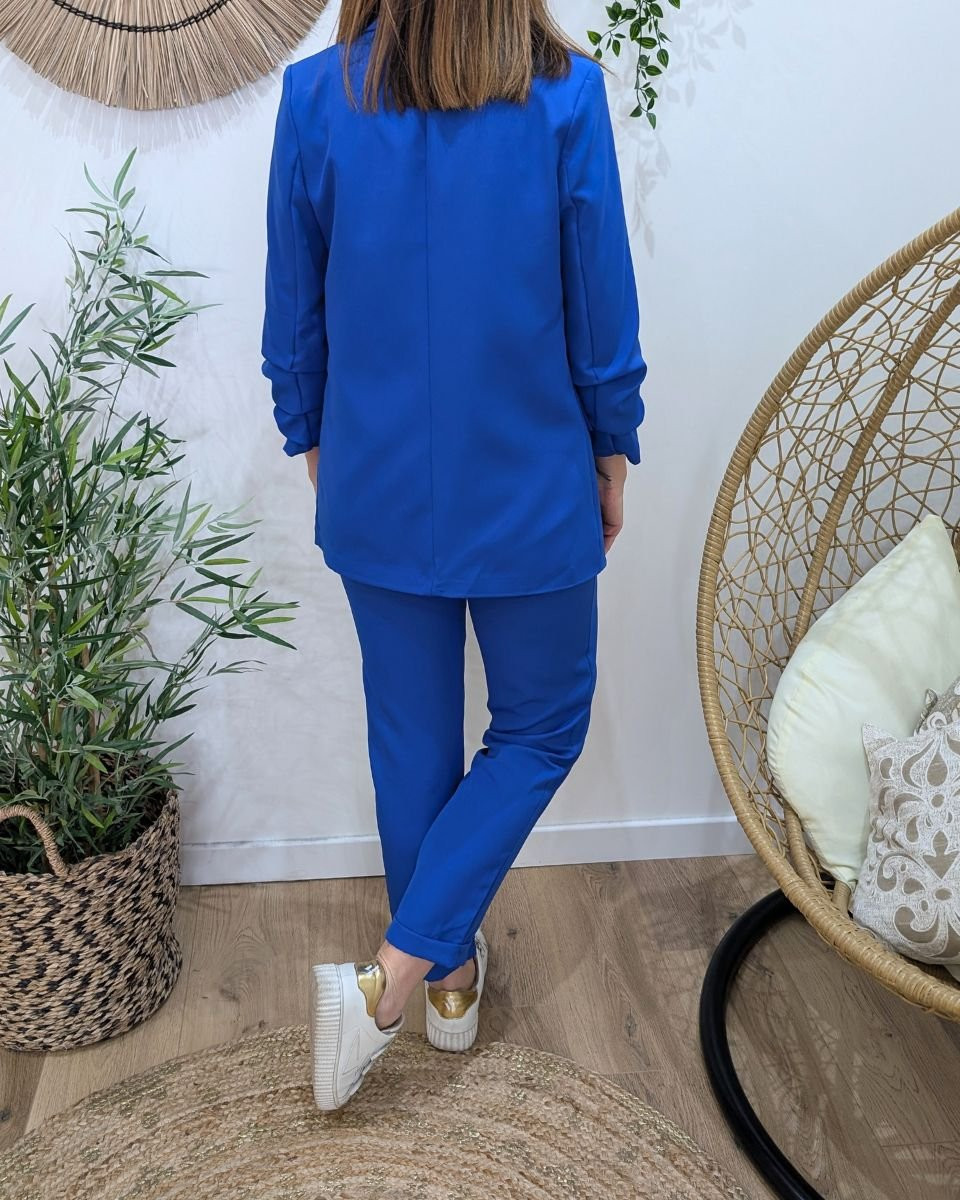 Pantalon de tailleur femme bleu roi