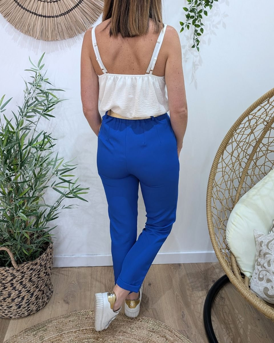 Pantalon de tailleur femme bleu roi