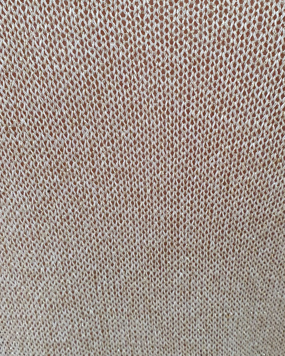 Pull fluide beige maille dorée Oohlala blanc