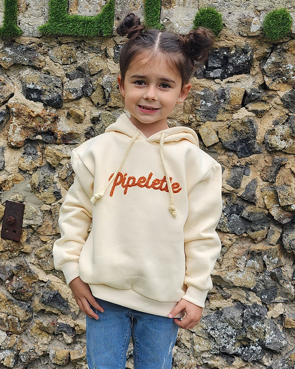 Sweat à capuche enfant broderie Pipelette
