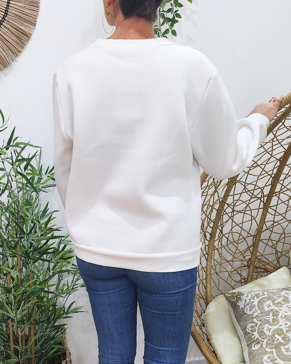 Sweat femme écru Animals