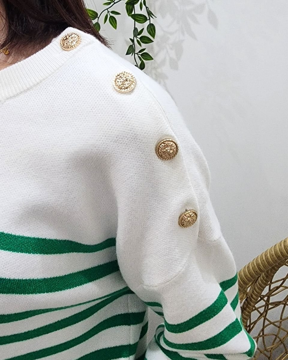 Pull femme vert marinière Aelis