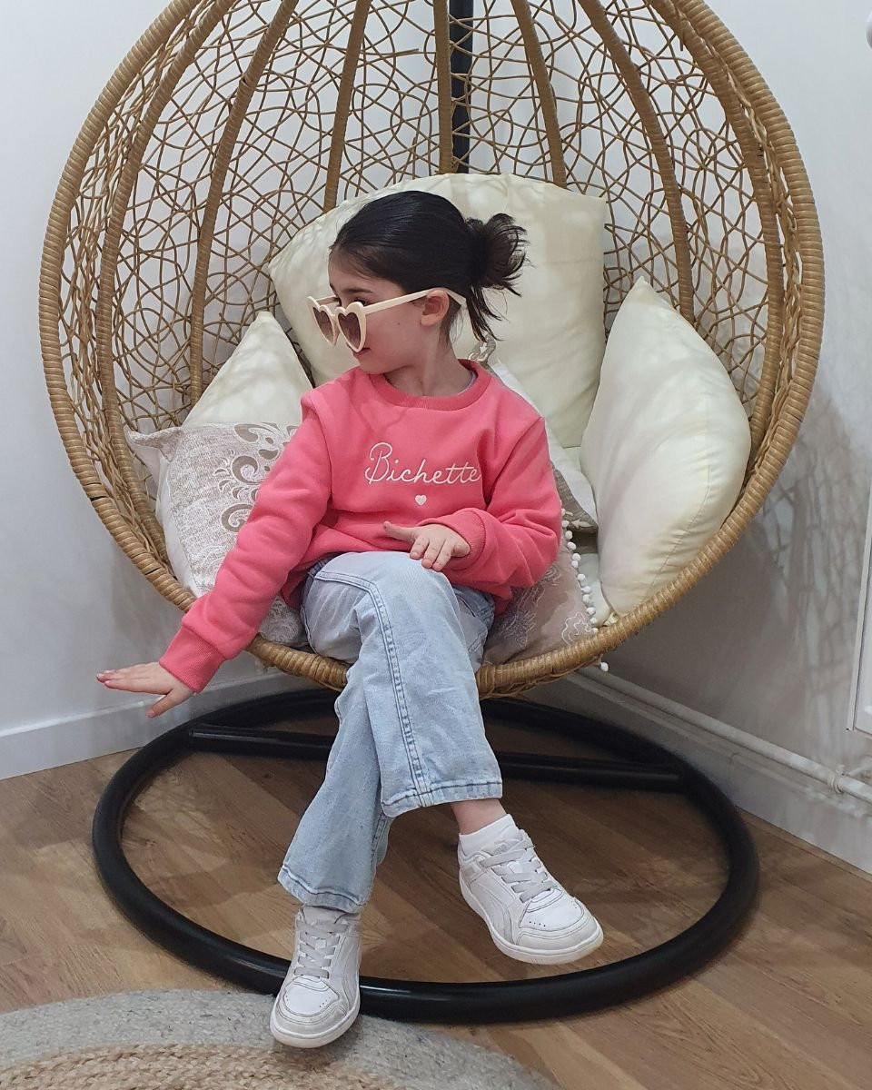 Sweat enfant rose broderie Bichette