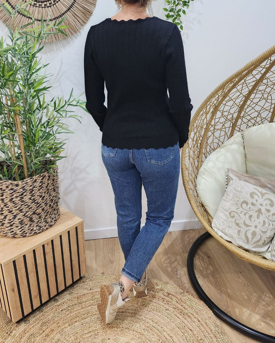 Pull fin femme noir Grazia