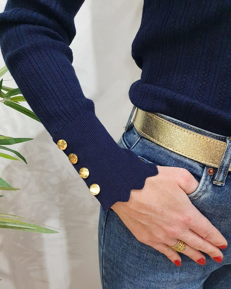 Pull fin femme bleu marine Grazia