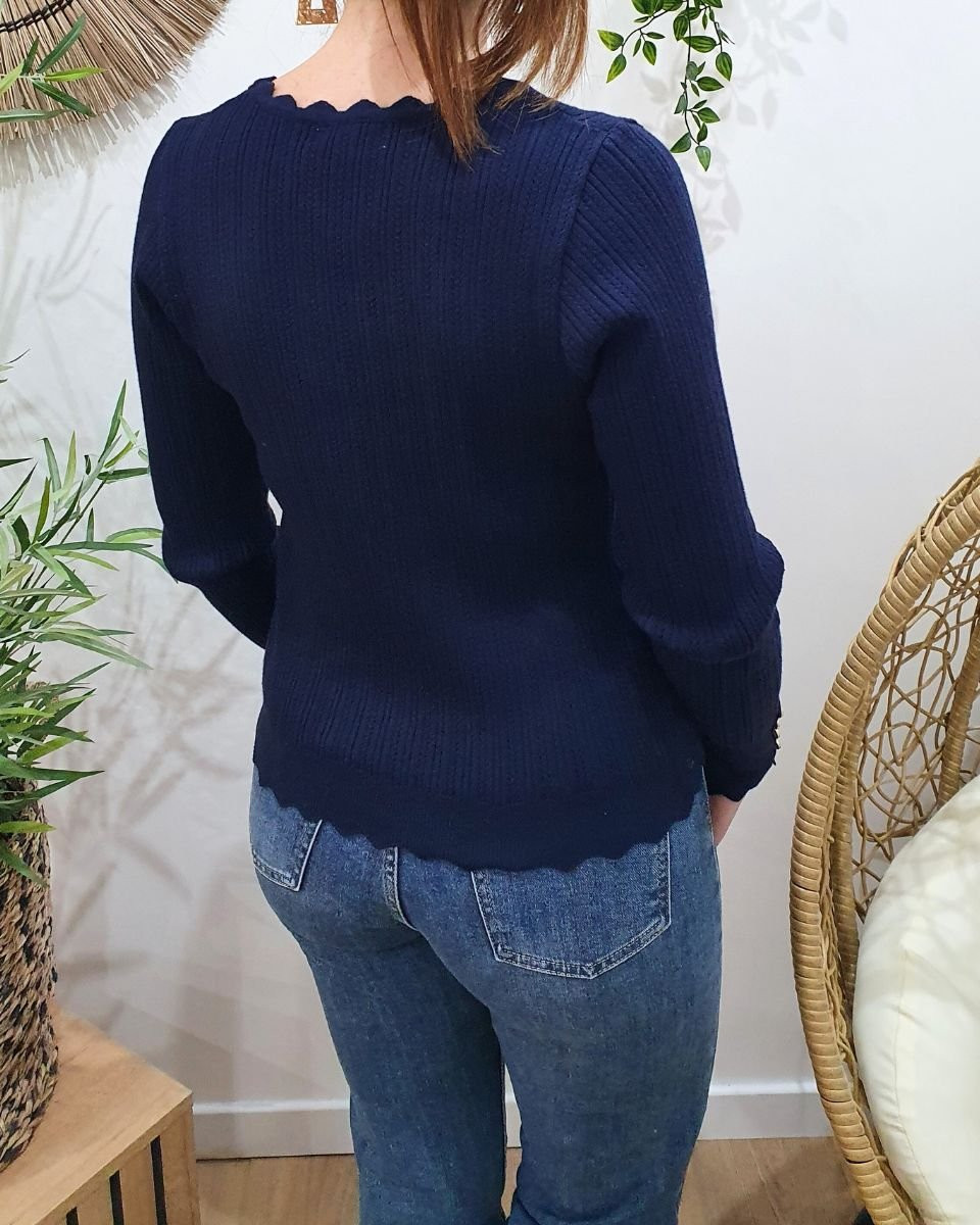 Pull fin femme bleu marine Grazia
