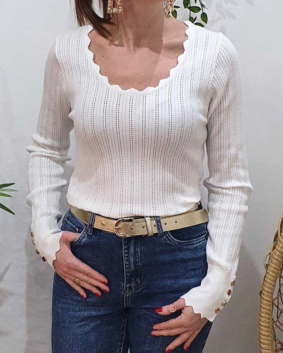 Pull fin femme écru Grazia