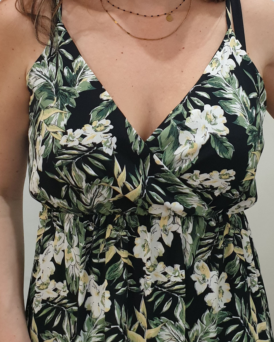 Robe longue Léa noire et verte