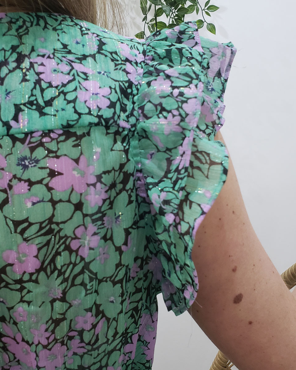 Robe longue Déborah vert et parme