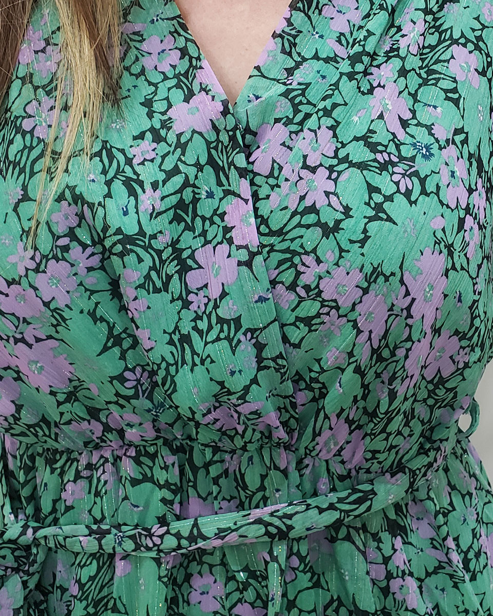 Robe longue Déborah vert et parme