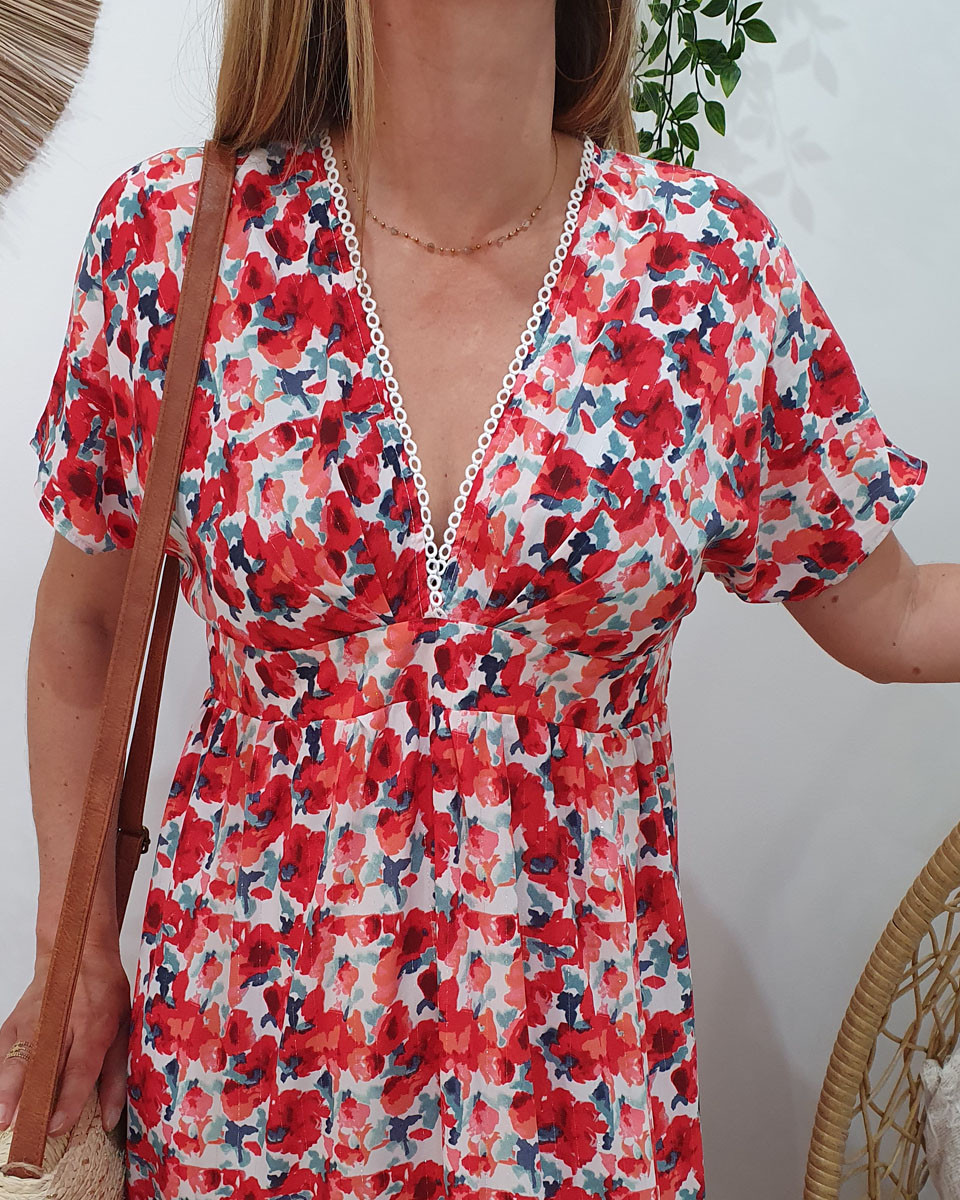 Robe longue manches à volants Hortense