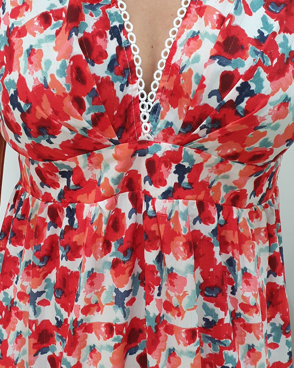 Robe longue manches à volants Hortense