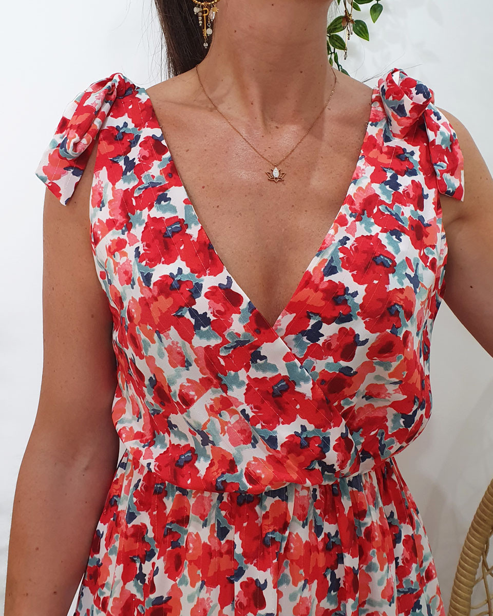 Robe longue Hortense bretelles à noeuds