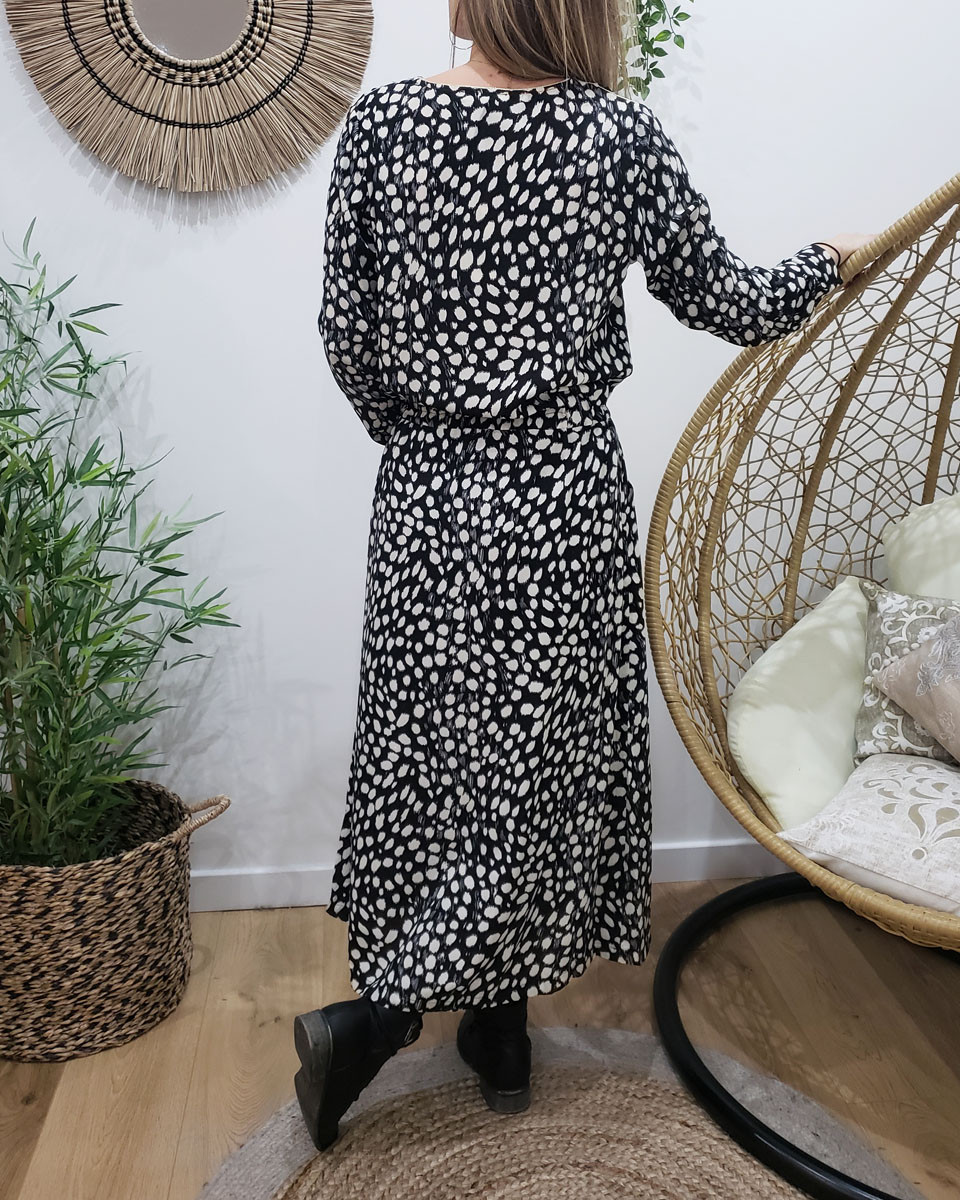 Robe longue femme noire et blanche Garance