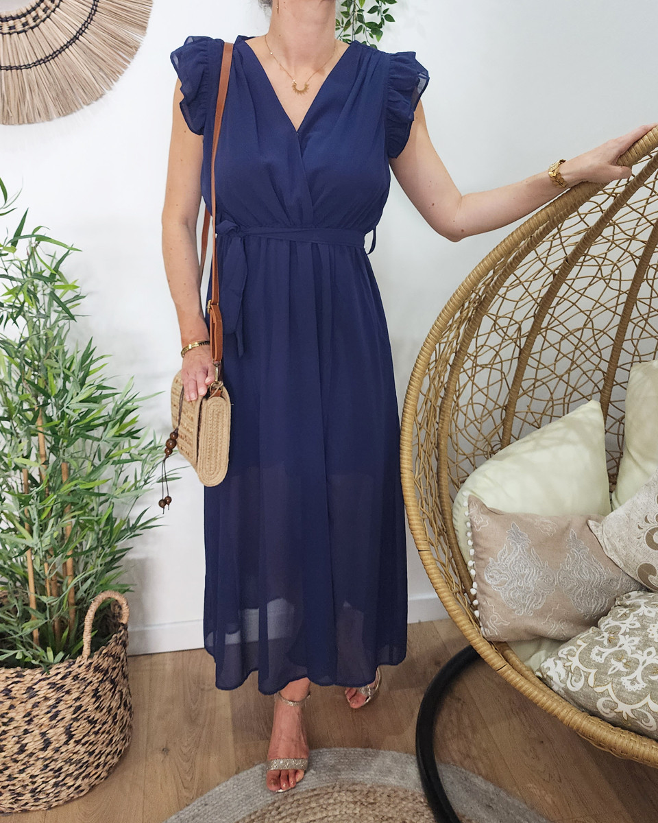 Robe longue femme marine Kyllia 