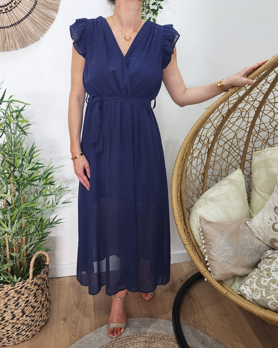 Robe longue femme marine Kyllia 