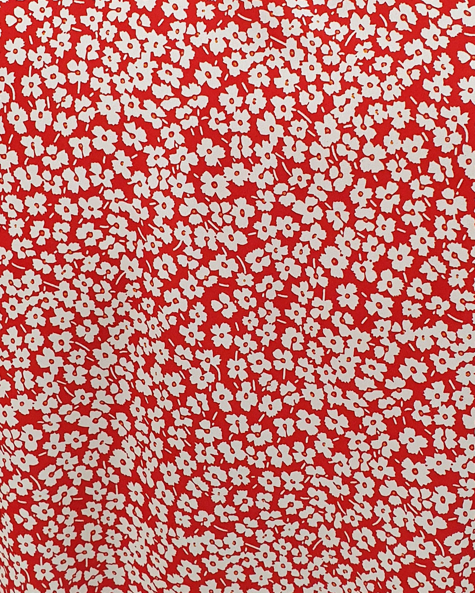 Robe femme rouge fleurs blanches Dakota