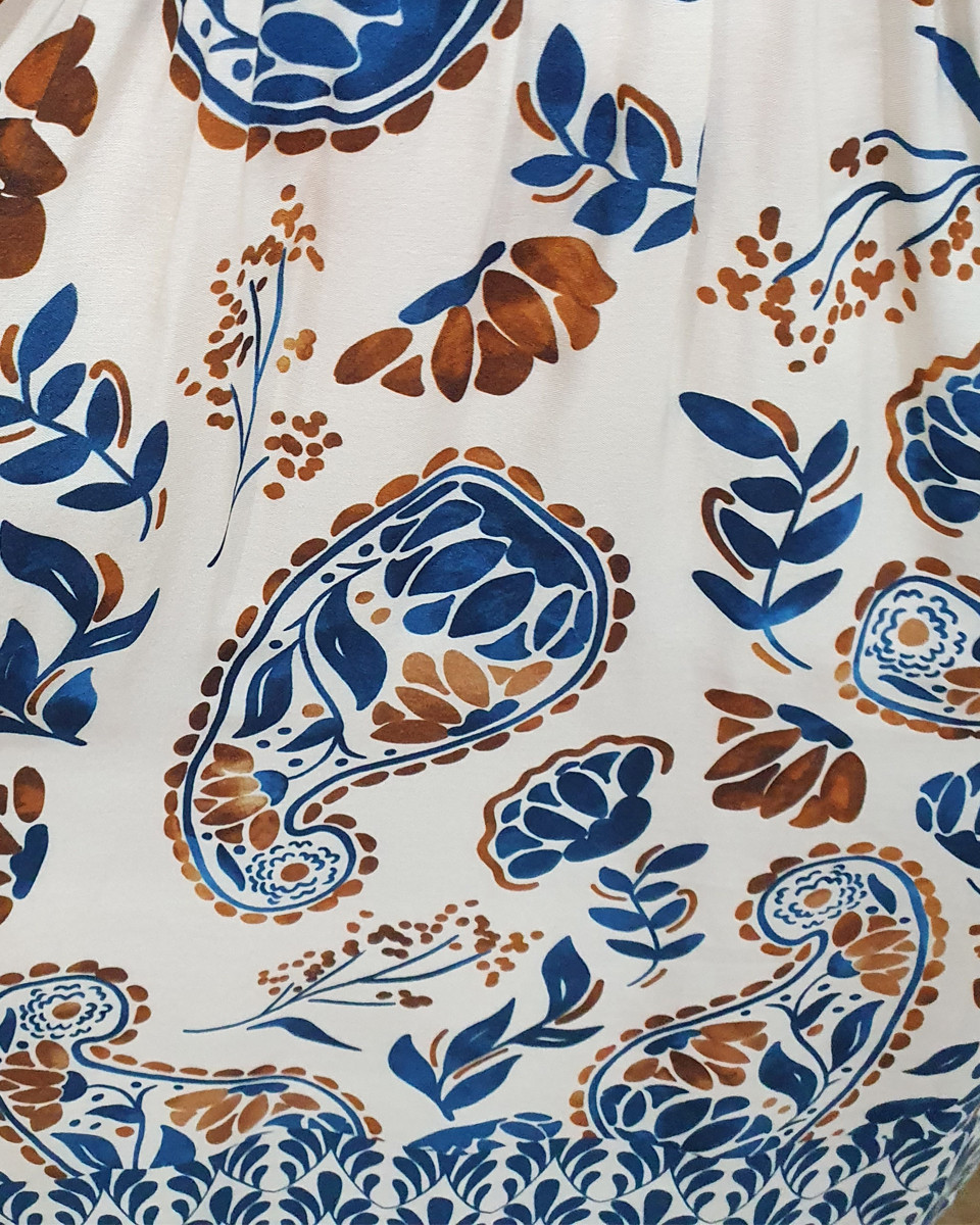 Robe bohème courte beige et bleue Manolia