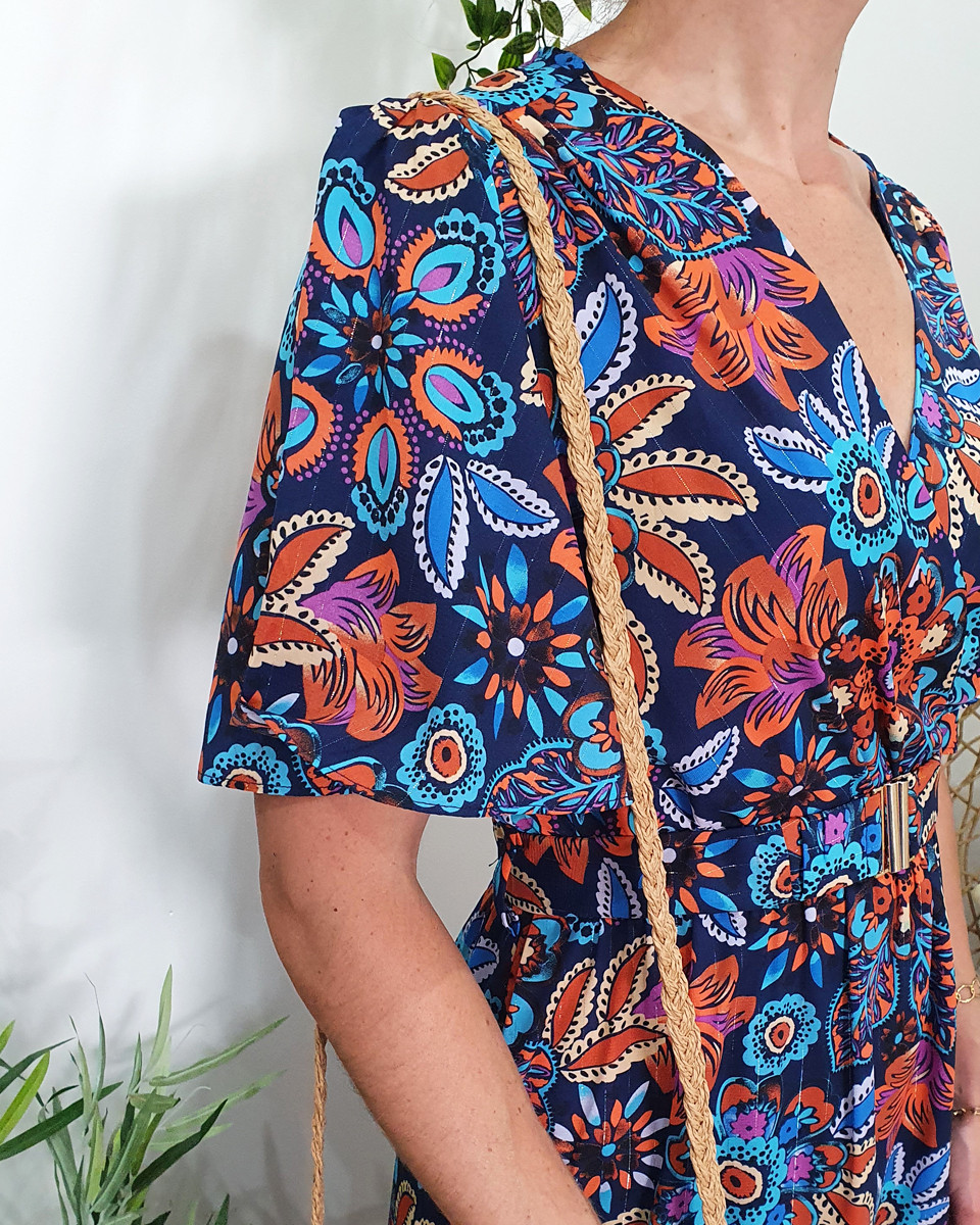 Robe longue femme liseré argent Dunya