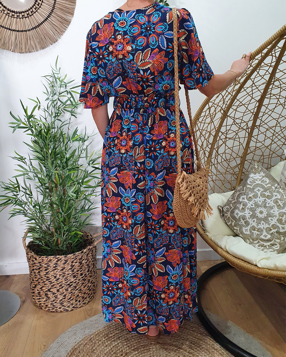 Robe longue femme liseré argent Dunya