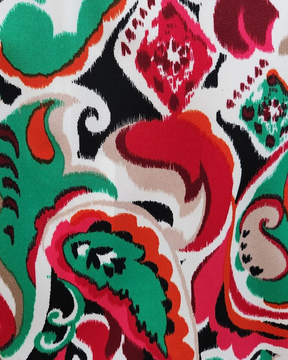 Robe femme blanche motifs fuchsia verts Gloria