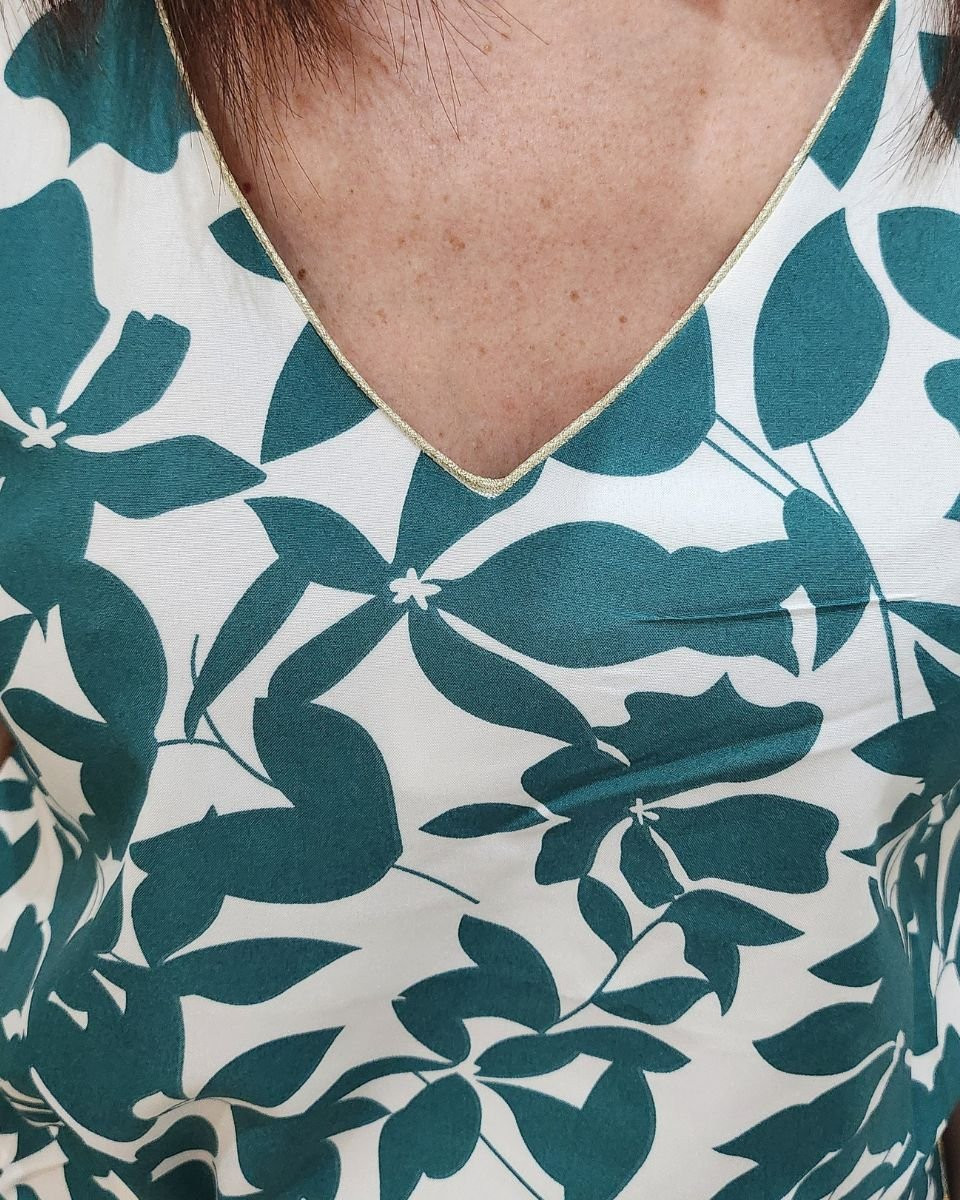 Robe femme écrue et verte Soizic