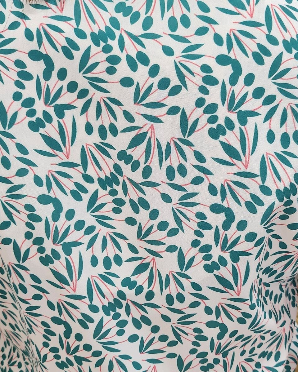 Robe femme écru et vert Marcia