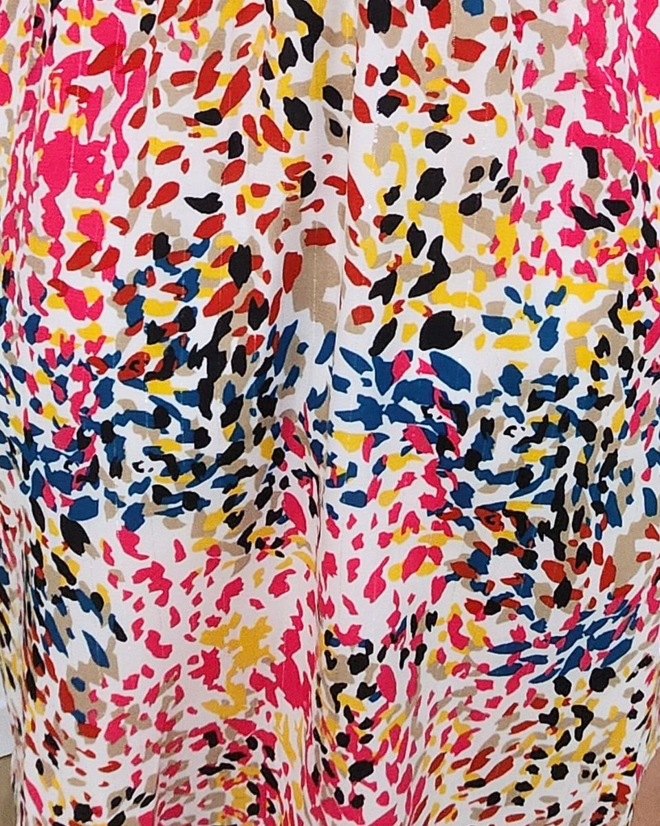 Robe femme blanche motifs multicolores Sharon