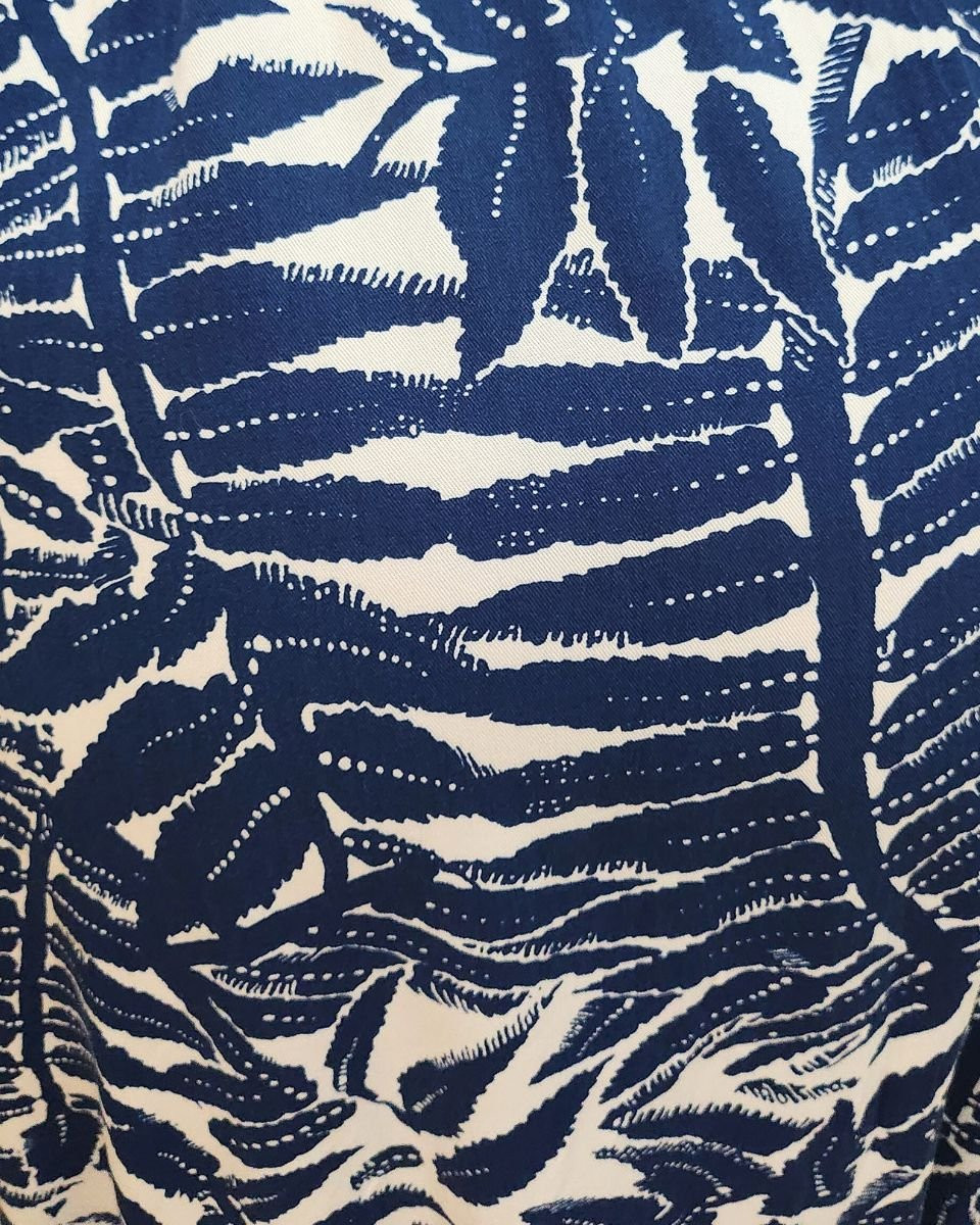 Robe longue femme écrue feuillages marines