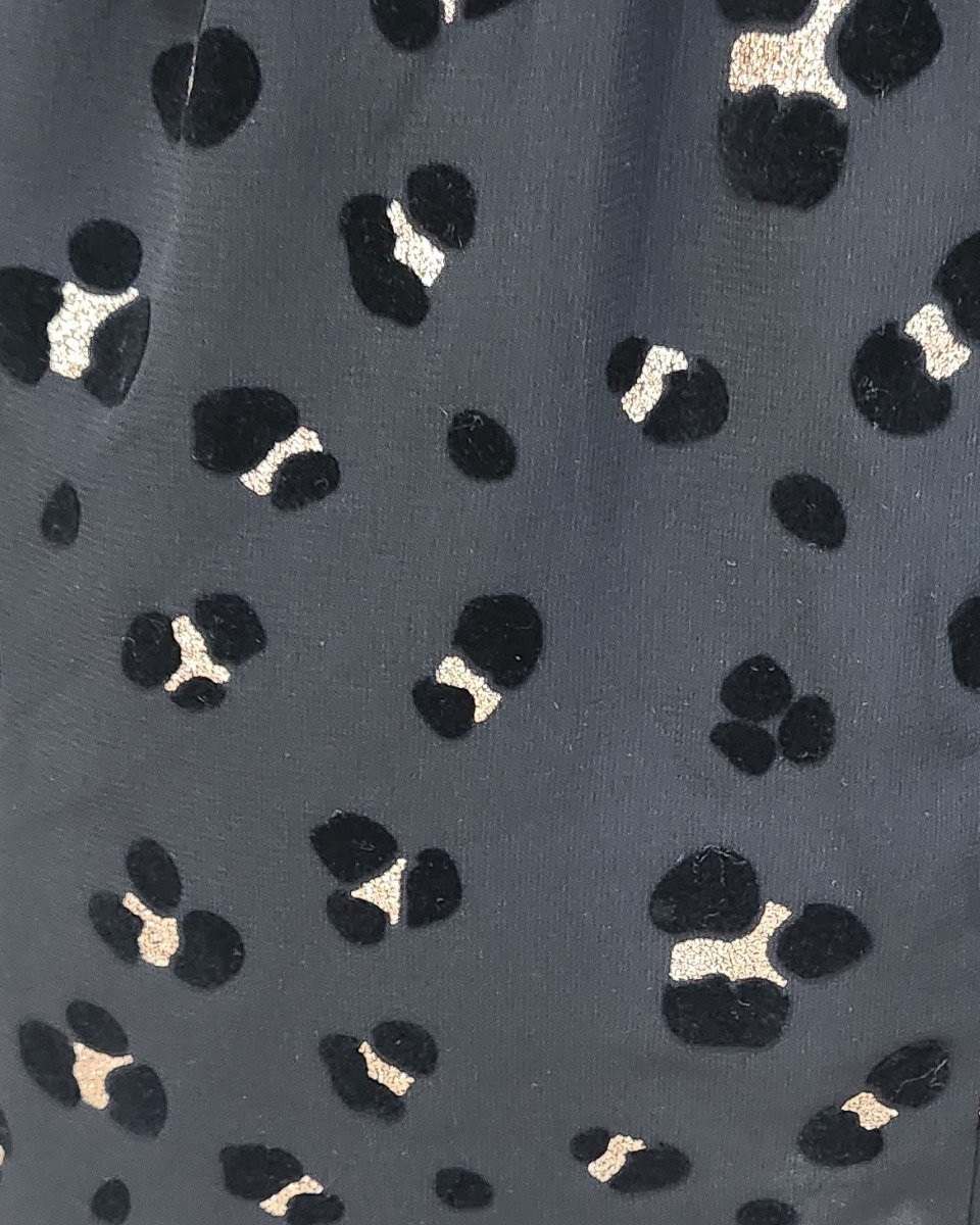 Robe femme noire motif leopard velours doré