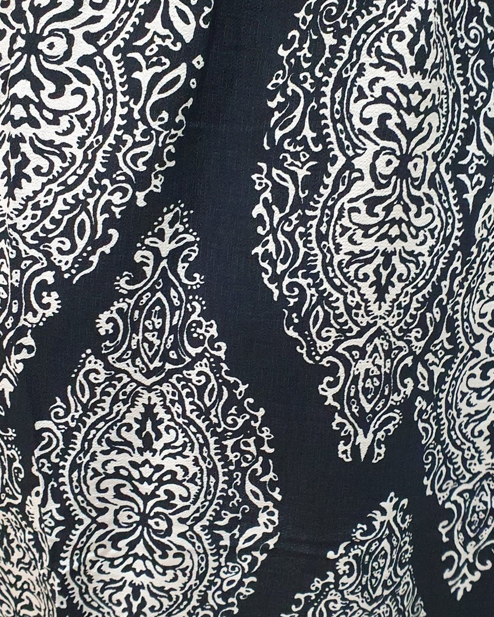 Robe femme noire motifs écru Milena
