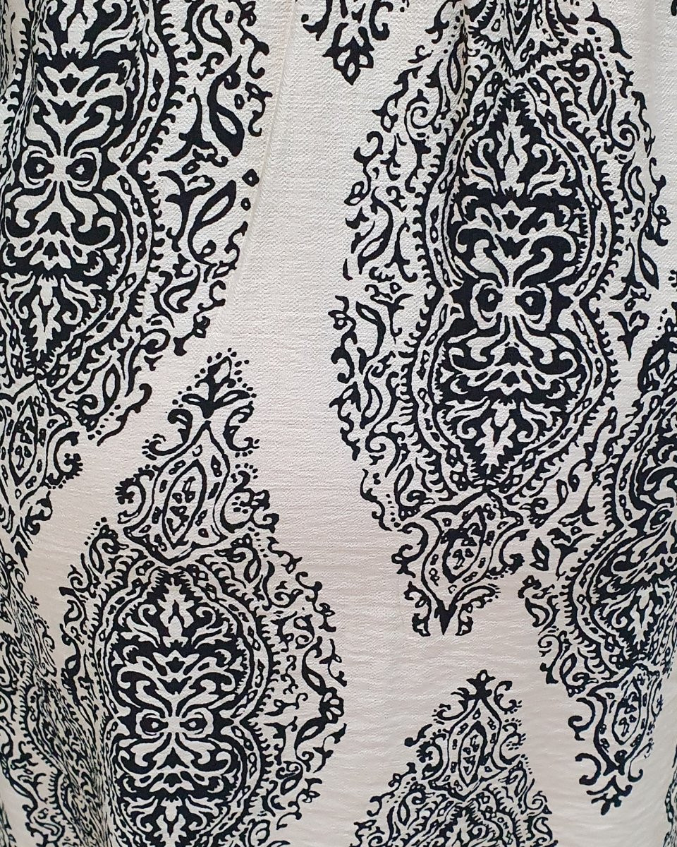Robe femme écru motifs noirs Milena