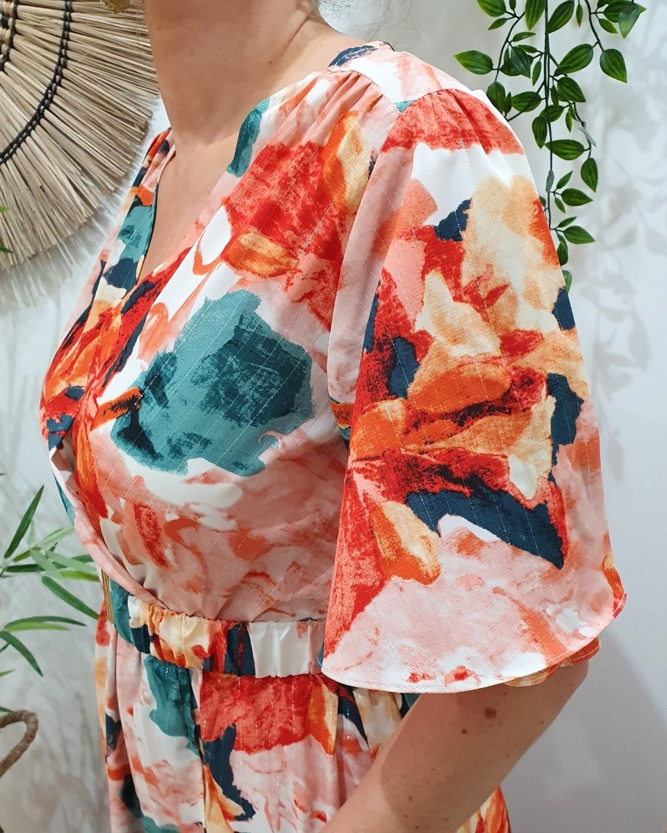 Robe longue femme rose orangée Zohra