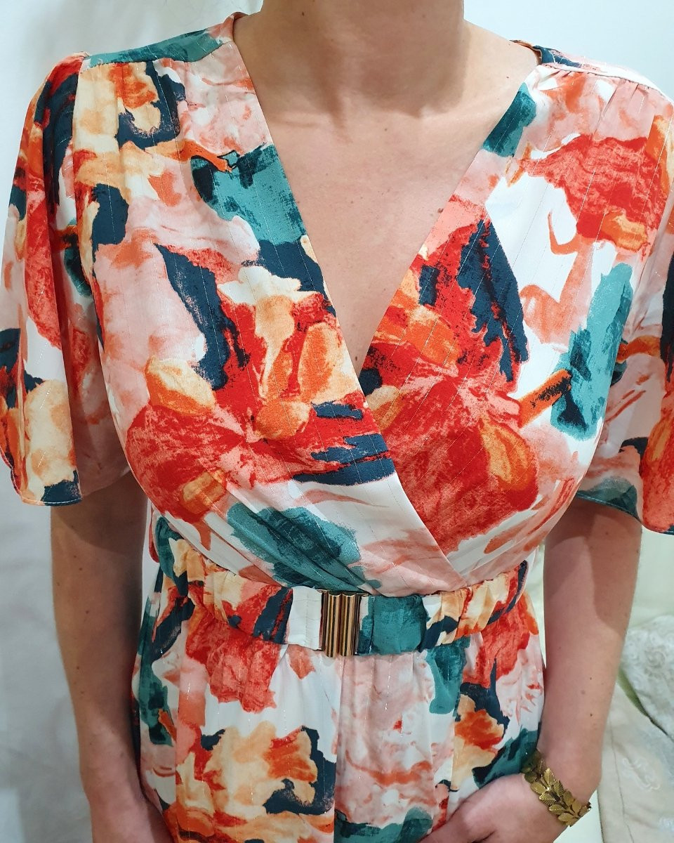 Robe longue femme rose orangée Zohra