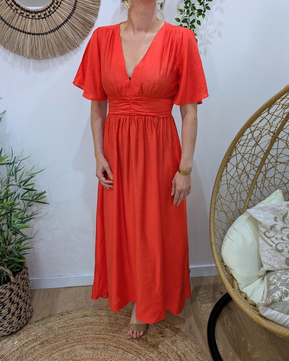 Robe longue femme orange Raphaëlle