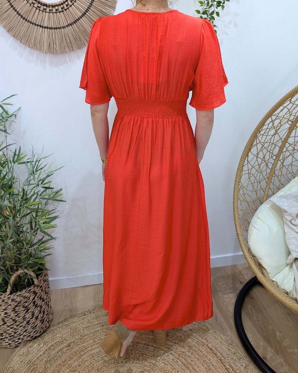Robe longue femme orange Raphaëlle
