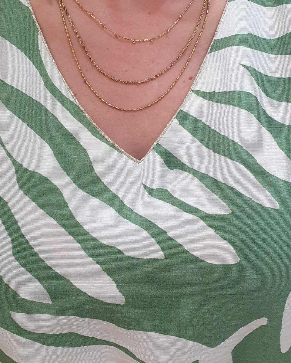 Robe femme droite verte et écrue Éléa