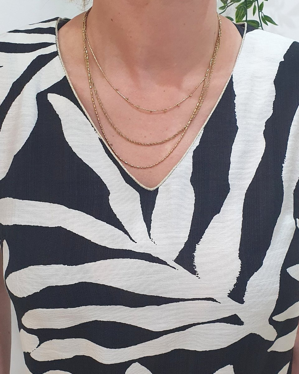 Robe femme droite noire et écrue Éléa