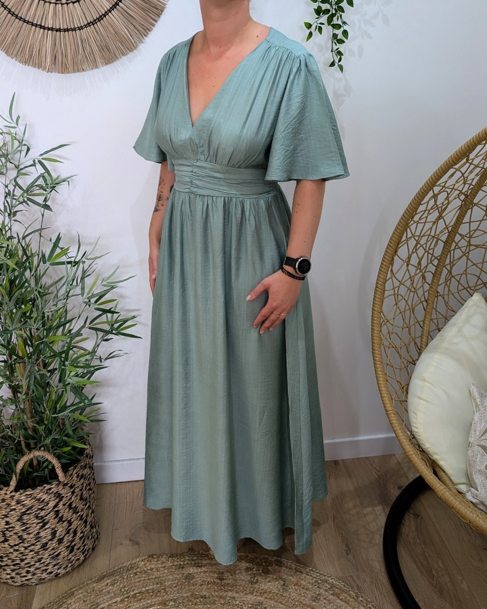 Robe longue femme vert agate Raphaëlle