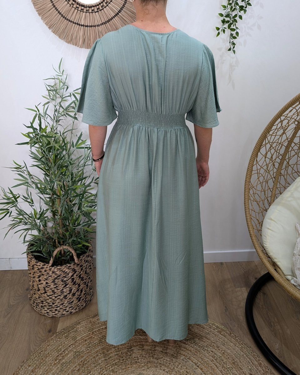 Robe longue femme vert agate Raphaëlle