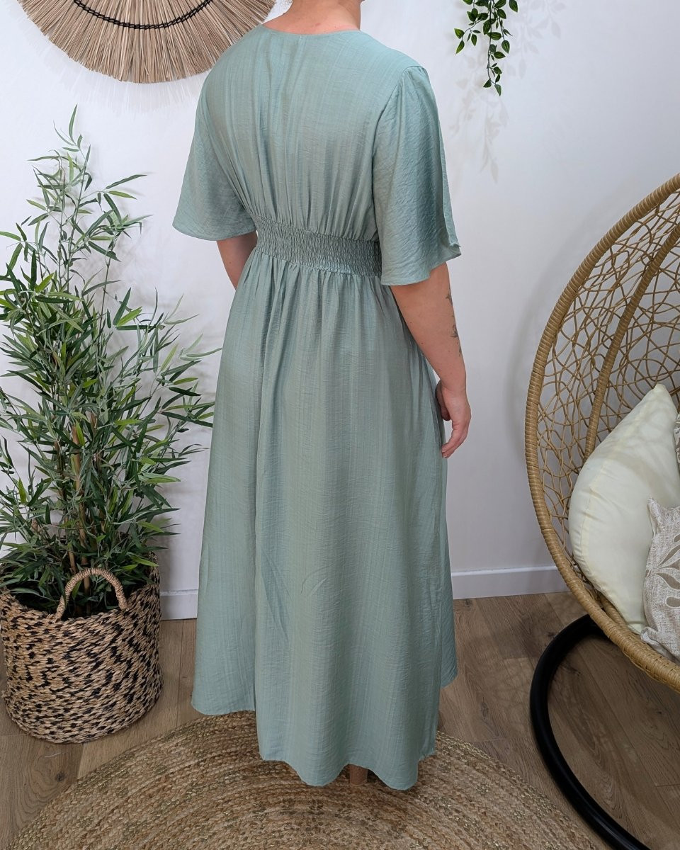 Robe longue femme vert agate Raphaëlle