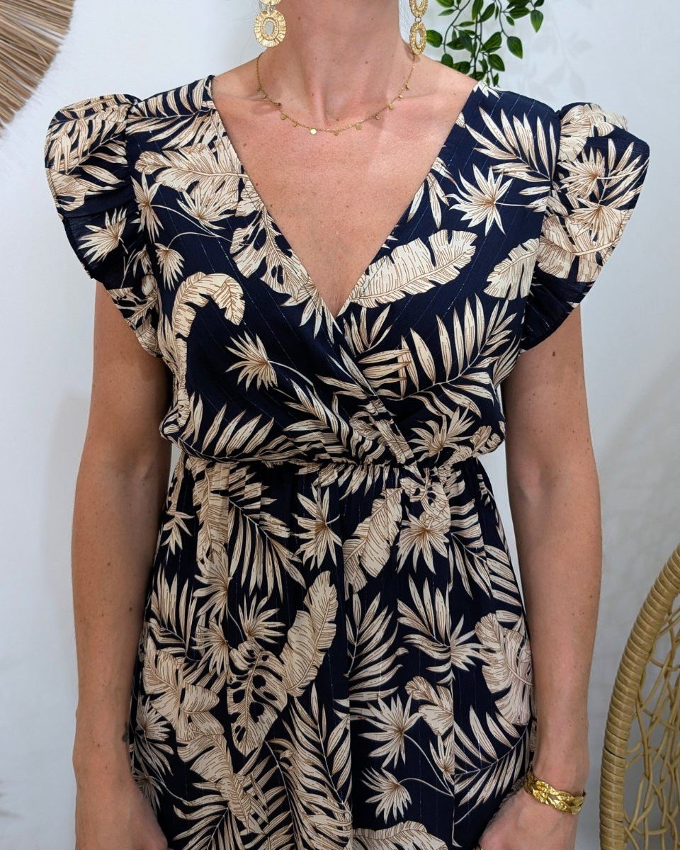 Robe longue femme marine et beige Zénaëlle