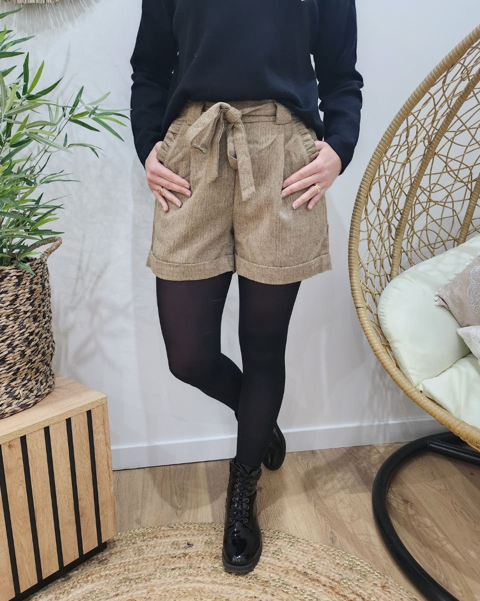 Short femme taupe pailleté Giada