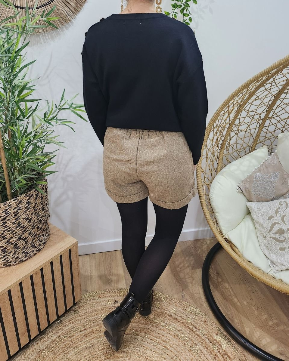 Short femme taupe pailleté Giada