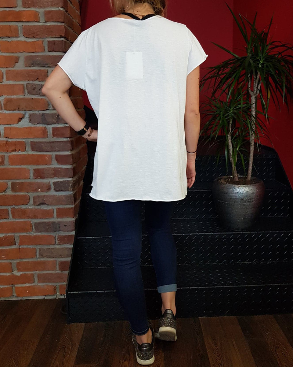 T-Shirt oversize blanc Mickey léopard Be Happy